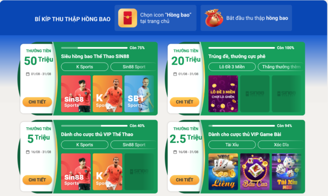 SIN88 🎖️ Link SIN88 Khuyến Mãi 100K Khi Đăng Ký